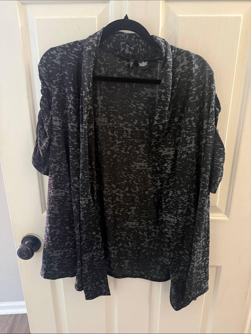 New Directions Black & Charcoal Marled Open Cardigan